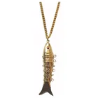 Винтажное металлическое ожерелье с шарнирным кулоном в виде рыбы 1970s, классическое ювелирное изделие для мужчин и женщин, байкеров, массивное ожерелье
