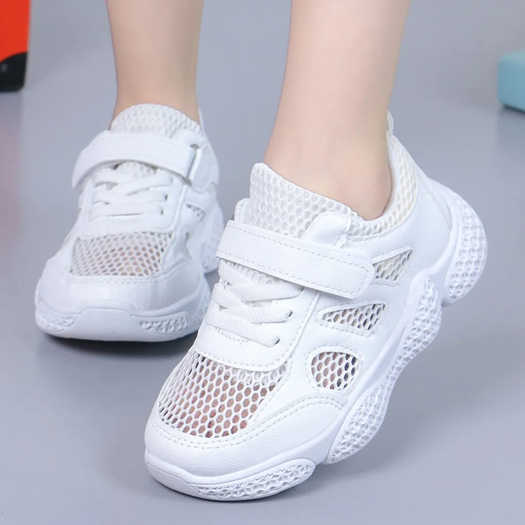 Детская Обувь для маленьких девочек и мальчиков Сетчатые спортивные кроссовки