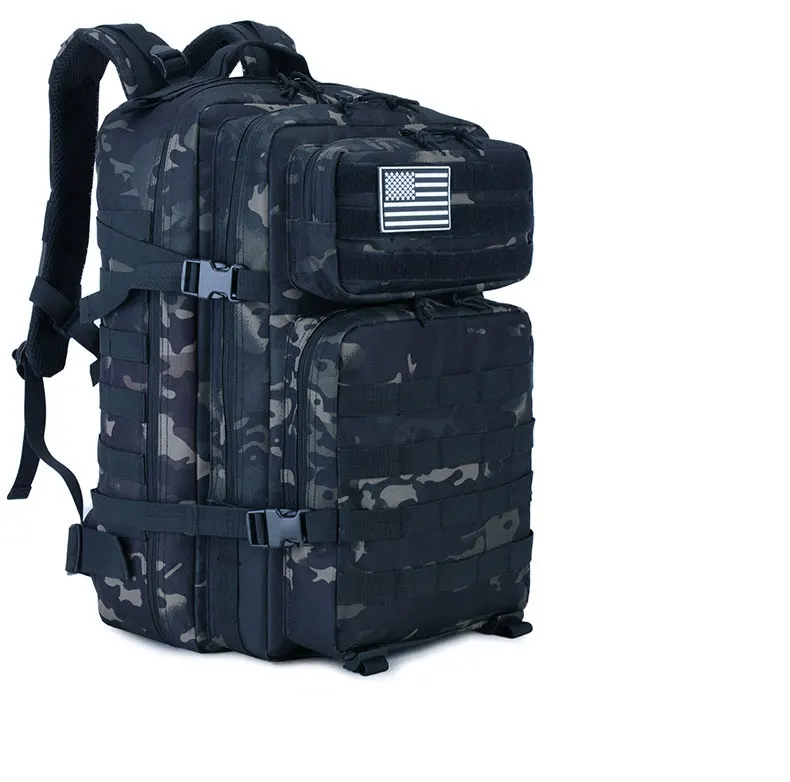 Военный Тактический Рюкзак Molle 45L армейская штурмовая сумка охотничий походный рюкзак Открытый EDC водонепроницаемая сумка дорожный рюкзак - Цвет: Black CP