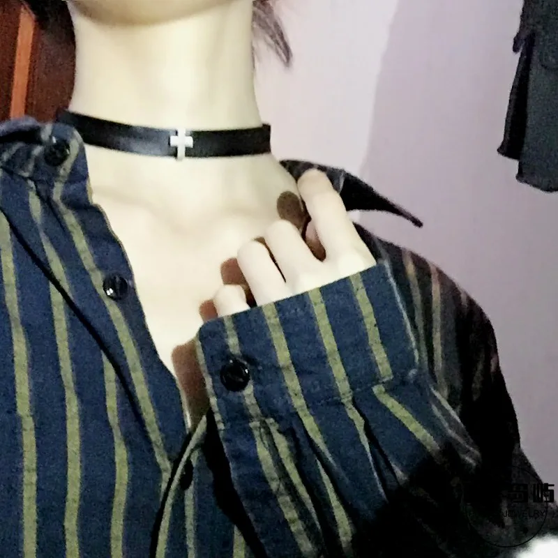 

Anime Wonder Egg Priority Kawai Rika Cosplay Necklace Women Girls Roll Hip-hop Leather Cross Choker Halloween Carnival Props