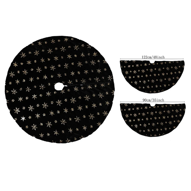 

Черная Золотая юбка на рождественскую елку, юбка на елку с золотыми блестками для украшения рождественской елки, для дома и улицы