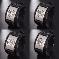 likgreat chamber of the race amulet mens wide leather wrist bracelets pagan horoscope bangles charms mens jewelry punk viking