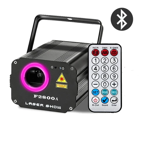 Лазерный проектор F2800A для дискотеки с дистанционным управлением через приложение и Bluetooth, проектор для свадебной вечеринки, дня рождения DMX512