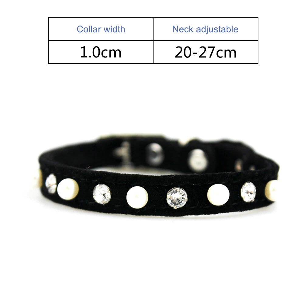 black-jw0002 Ошейники для кошек, собак, ошейник из плотного бархата с сердечками, ошейник для питомцев, чихуахуа, котенка, собаки, поводки, товары для кошек, аксессуары для собак PQ007 - Цвет: black-jw0002