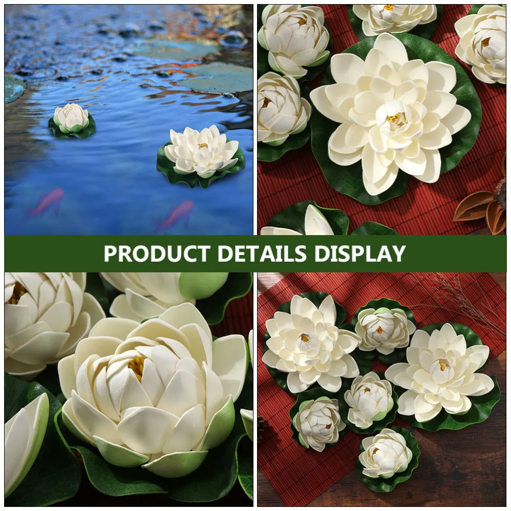 

9Pcs Fake Lotus Ornaments Artificial Lotus Leaf Water Lily Ornaments (White)