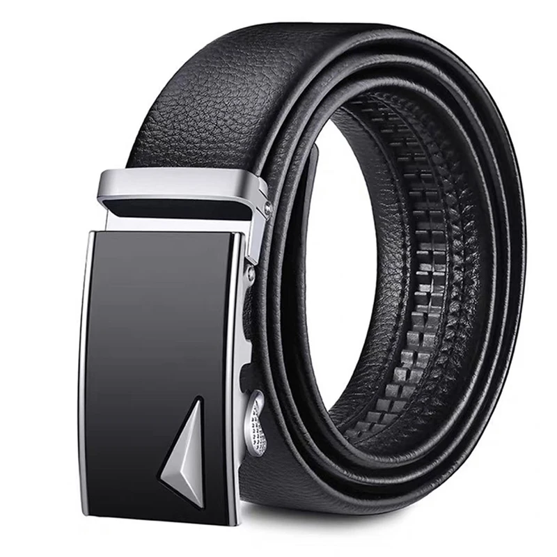 Men's Belt Leather Automatic Buckle Belt Young People 2023 New Korean Version Of The Trend Of Casual Business Black Pants Belt
