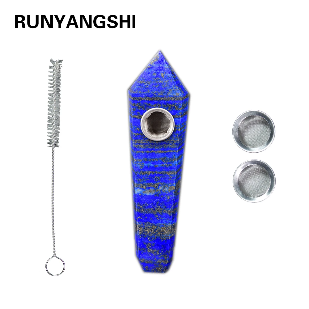 Runyangshi 1 шт. оптовая продажа натуральный Лазурит Хрустальная трубка для курения +