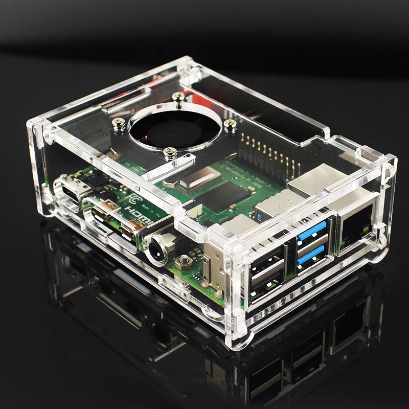 

Raspberry Pi 4 Acrylic Case Box Raspberry Pi 4B Transparent Shell Clear Enclosure with Cooling Fan for Raspberry Pi 4 Model B
