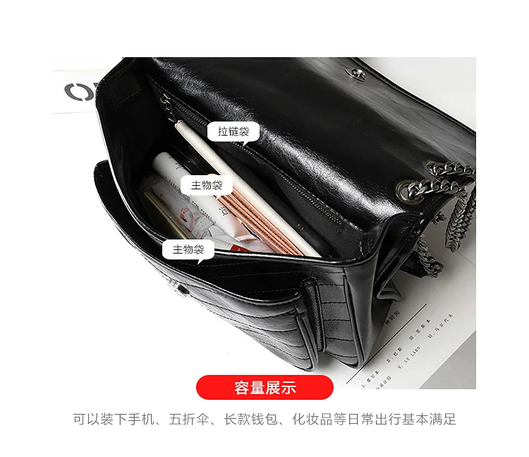 

Women's bag Niki oil wax medium retro fold One Shoulder Messenger Bag flip half cover luxury bag black [in stock]