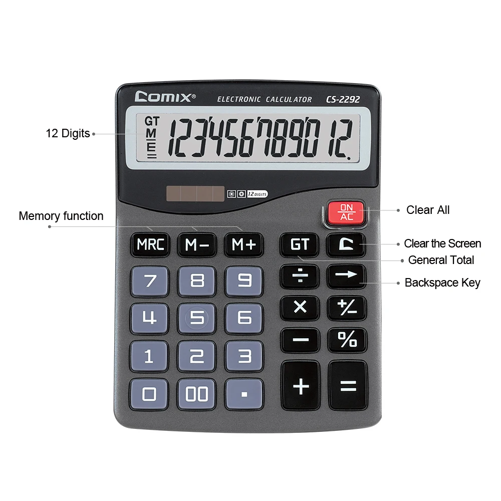 Электронный калькулятор Comix с двойной функцией подачи звука большой Настольный 12