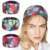 1pcs new color contrast geometric printed elastic headband ladies sports yoga deodorant headband hairband hair band hair rope