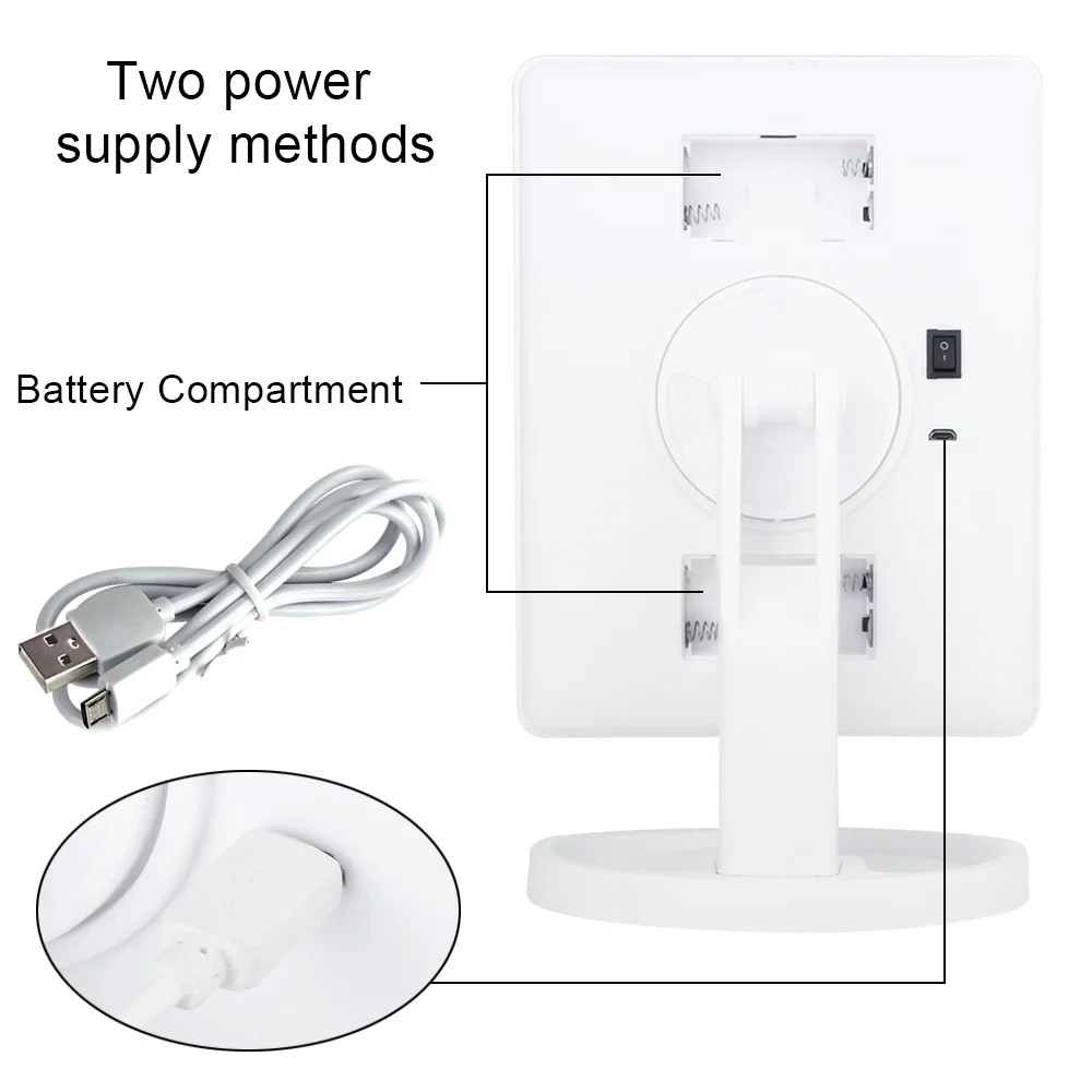 16/22 светодиодный зеркало для макияжа с подсветкой Беспроводная зарядка