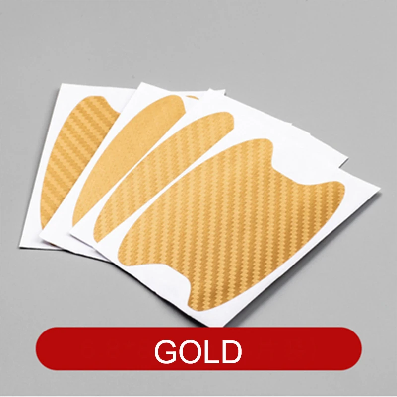 GOLD 4 шт./лот, универсальные наклейки из углеродного волокна для автомобильных дверных ручек, защитная крышка, внешние аксессуары, автомобильный стиль - Название цвета: GOLD