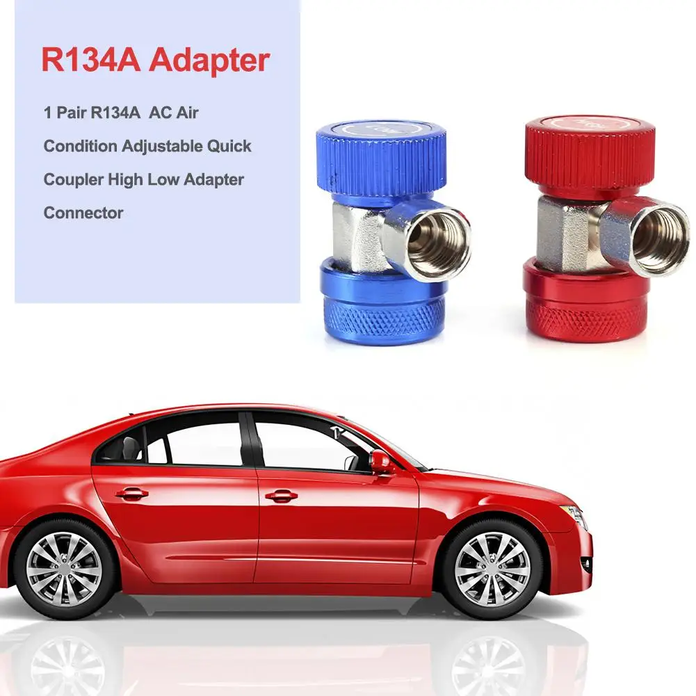 

1 Pair R134A AC Air Condition Adapter Adjustable Brass + Metal High Low Adapter With Snap Lock Quick Coupler Connector R134A 2Pc