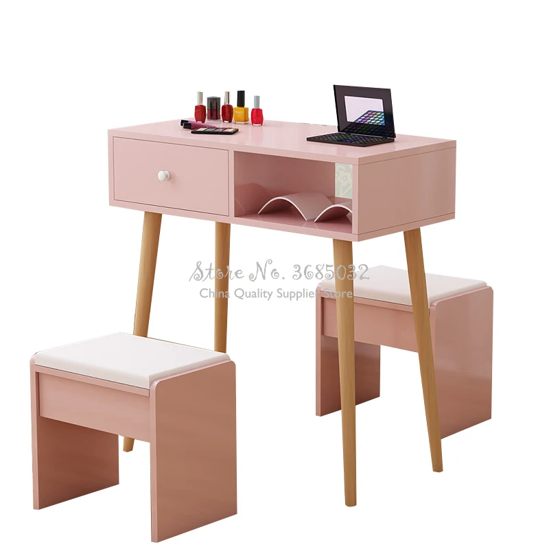 Фото Nordic розовый маникюрные столики и стулья с деревянными ножками прочный один