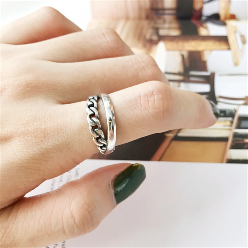 Женский комплект из кольца и серёг Винтажное кольцо с перекрестной цепочкой на