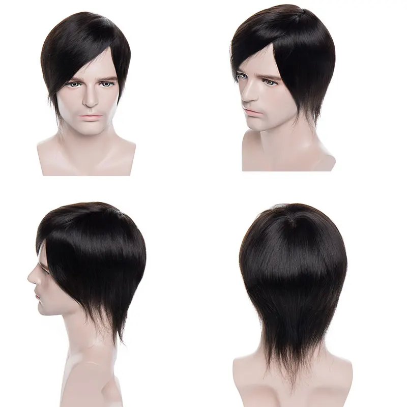 SEGO, прямые, 0,08 мм, ПУ кожа, тонкая кожа, для мужчин, Toupees, прочные, шиньоны, индийские волосы, не Реми, настоящие человеческие волосы, мужской парик, заменяет мужчин ts