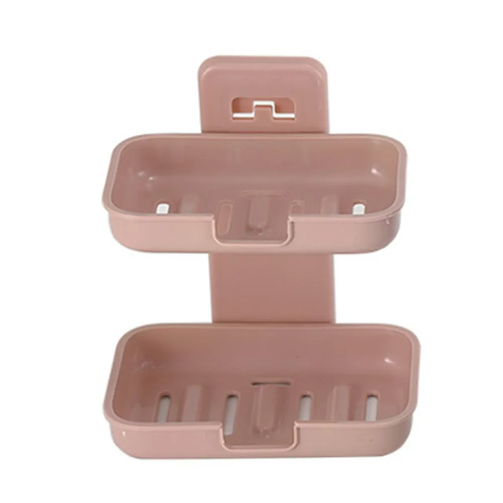 

Double Layers Soap Box Kitchen Tools Punch-free Bathroom Accessories Soap Dish Suction Holder Storage Basket Soap Box Stand