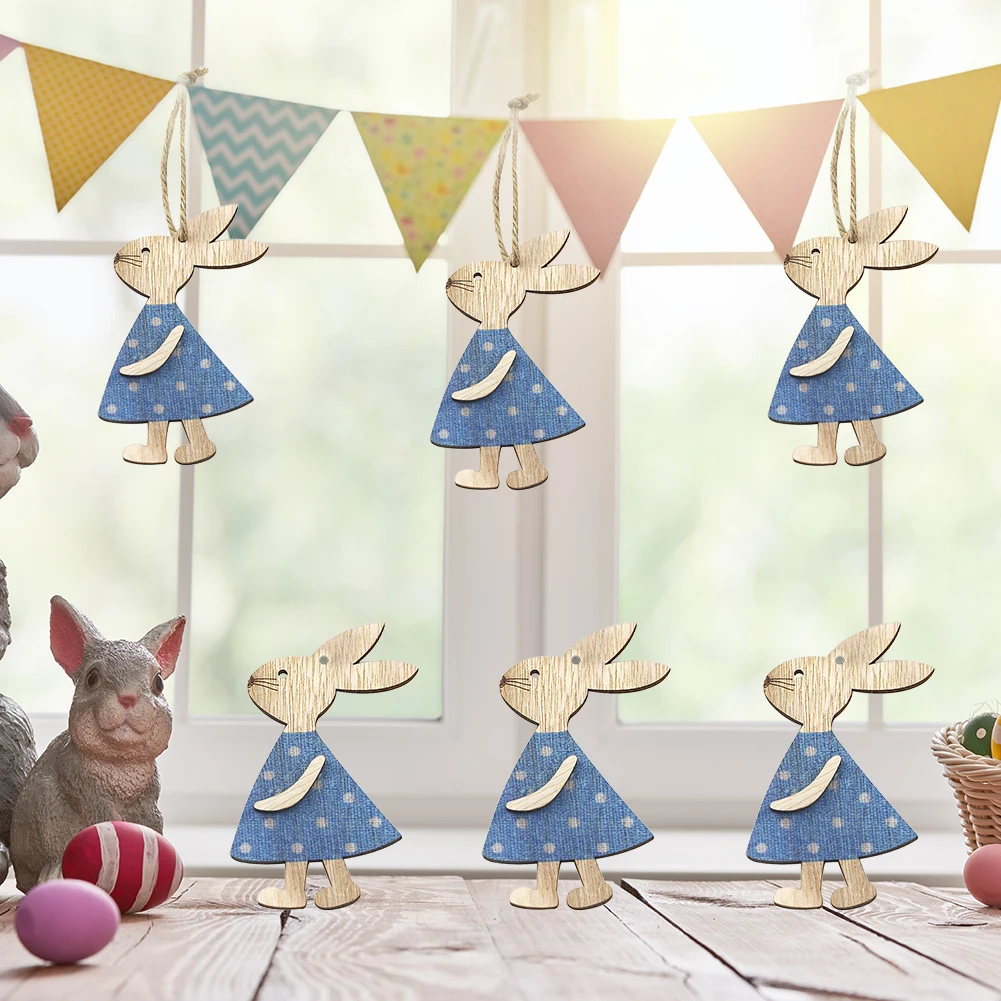 Скандинавский деревянный Пасхальный кулон с кроликом вечерние праздничные