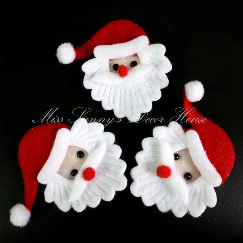 100pcs Christmas Santa Claus head Ornament fabric christmas Ornaments accessory for candy gift box supply felt santa | Украшения и