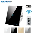 Беспроводной настенный выключатель с дистанционным управлением RF433, эффективное расстояние 20 м, 220 В, стандарт ЕСВеликобритании, 123 клавиши, сенсорные выключатели, стеклянная панель