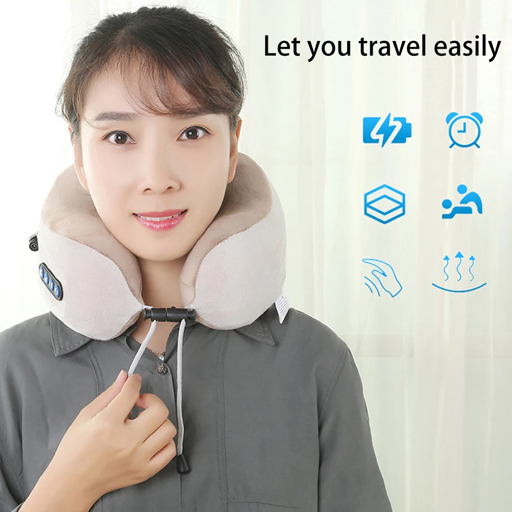 

Массажер для шеи, U-образная массажная подушка с поддержкой головы и шеи, Электрический массажер для дома, автомобиля, офиса с USB-зарядкой