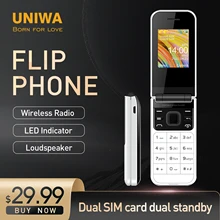 UNIWA F2720 2G Cellular CellPhone 1.7  160*128 Flip Mobile Phone Dual SIM Card GSM Feature Phone 3.5MM Jack Wireless FM Radio