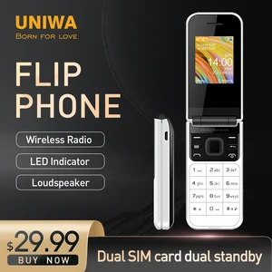 uniwa f2720 2g cellular cellphone 1 7 160128 flip mobile phone dual sim card gsm feature phone 3 5mm jack wireless fm radio free global shipping