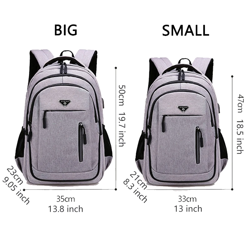 big capacity men backpack laptop 15 6 oxford gray solid high school bags teen college student back pack multifunctional bagpack free global shipping