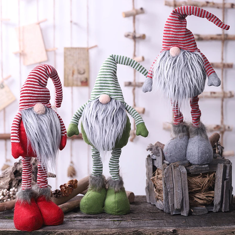 

Christmas Ornament Striped Faceless Doll Standing Doll Handmade Table Home Decoration OCT998