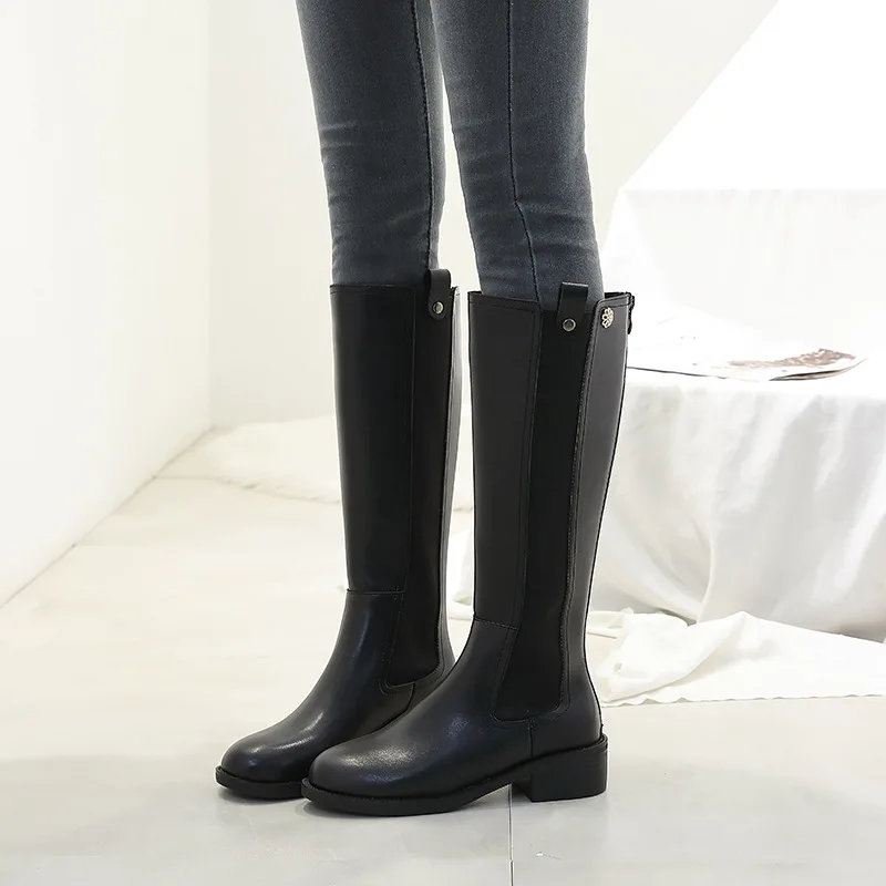 

Женские сапоги на молнии, с круглым носком, на высоком каблуке