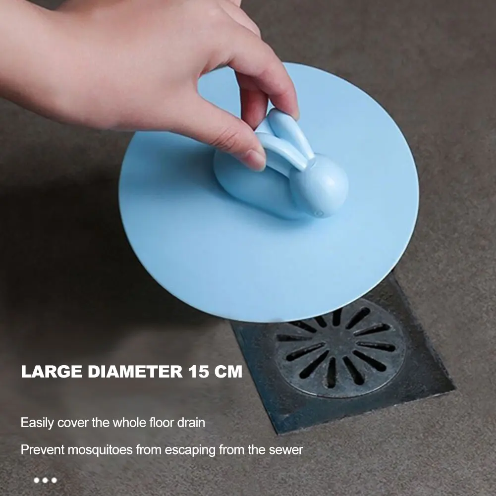 

Silicone Floor Drain Deodorant Pad Toilet Sewer Anti Odor Cute rabbit Floor Drain Cover Sink Water Stopper Bathroom Equipment