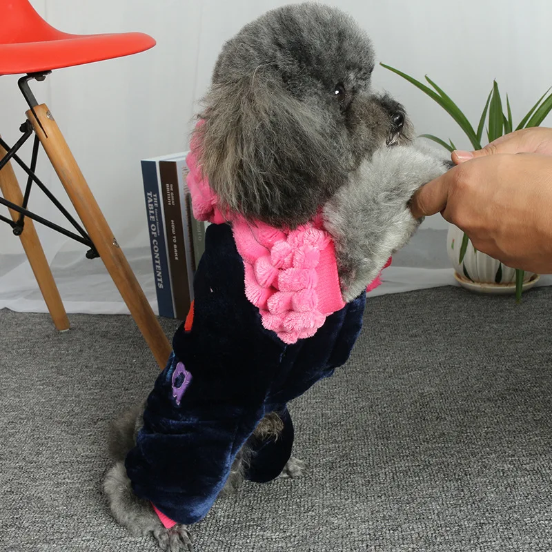 Dog Puppy Jumpsuit Hoodies Indoor Clothes Winter Warm Flannel Pajamas Pjs for Small Dogs Cat Clothing I Love Mama Pet Costume |