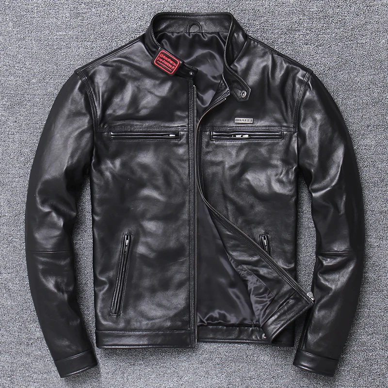 

Genuine 2021 Men's Leather Jacket Sheep Skin Slim Motorcycle Jacket Youth Spring and Autumn Jacket