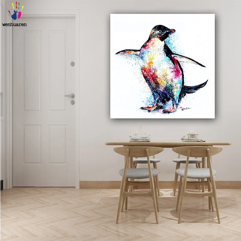 

DIY colorings pictures by numbers with colors Color the penguin picture drawing painting by numbers framed Home