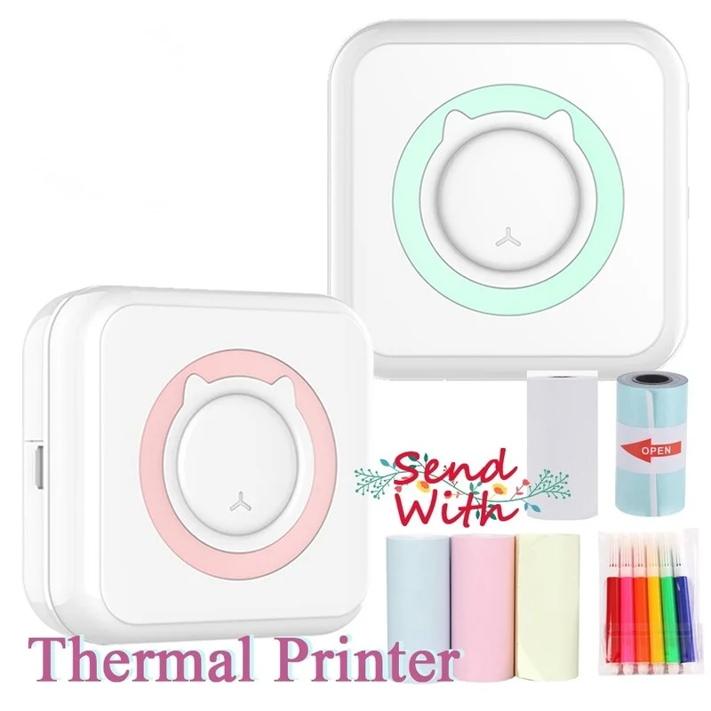 

Mini Portable Thermal Printer Paper Photo Pocket Thermal Printer 58 mm Printing Wireless Bluetooth For Android IOS Printers