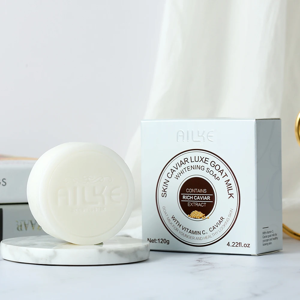 AILKE Bath Soap Whitening Cleaning goat milk vitamin c caviar bubbles Body Skin care wash shampoo jabones artesanales glicerina