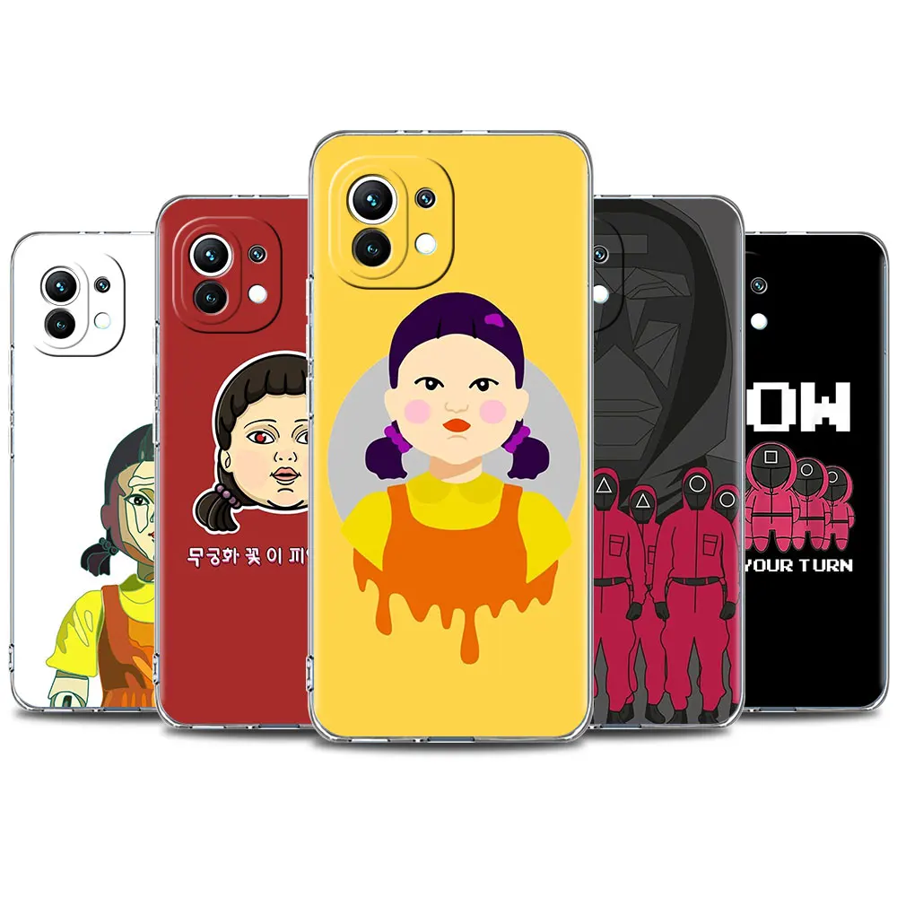 

Popular Game Squid Game Claer TPU Phone Case For Xiaomi Mi 11 Ultra 11T Note 10 Pro 5G 10S 10T CC9 CC9E 9 SE A2 8 Lite Cover