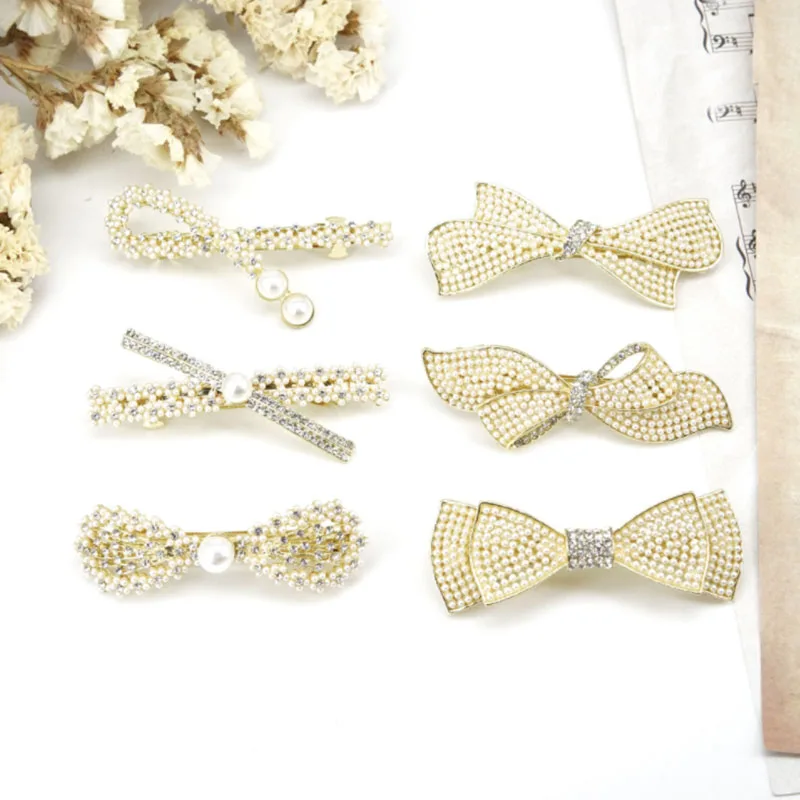 Новинка В стиле ретро белого цвета в Корейском украшенная жемчугом заколка для