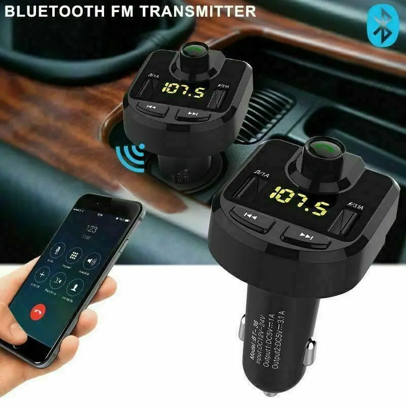 

Portable Car Audio FM transmitter Bluetooth Radio MP3 Player USB Wireless