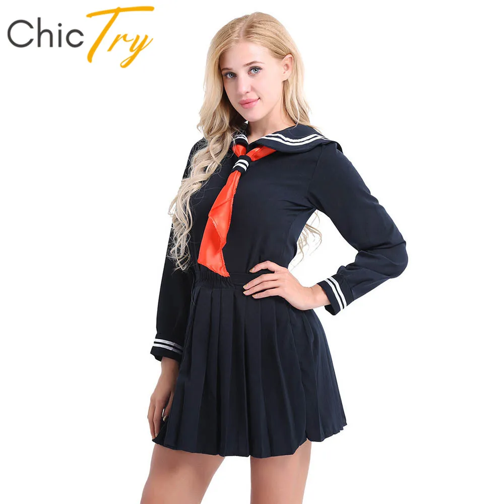 Женский костюм моряка японская школьная форма с длинными рукавами и