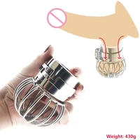 440g ball stretcher net bag lock metal scrotum pendant testis weight cock ring penis restraint stainless steel sex toys for men