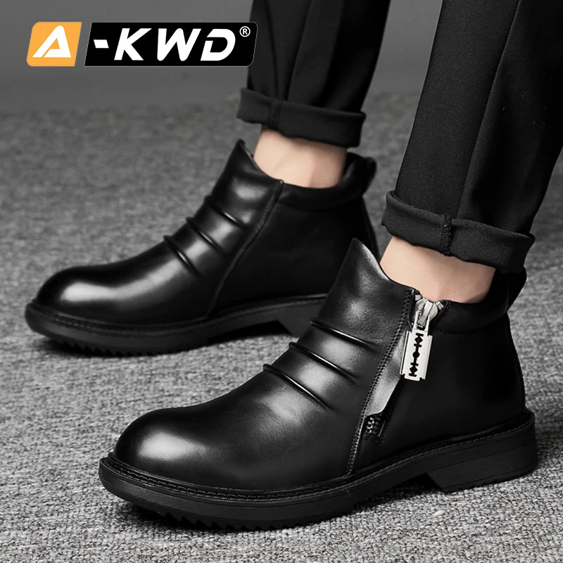 Модные деловые туфли на молнии повседневная обувь с высоким верхом мужская из