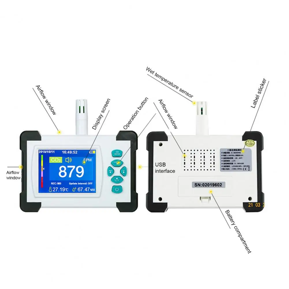 

Hot Sale LCD Display CO2 Detector Tester Temperature Humidity Meter Air Quality Monitor Analysis Instruments