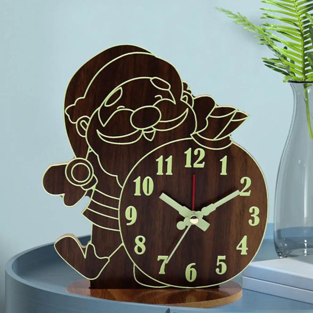 

Рождественские деревянные светящиеся часы, украшение для дома, офиса, спальни