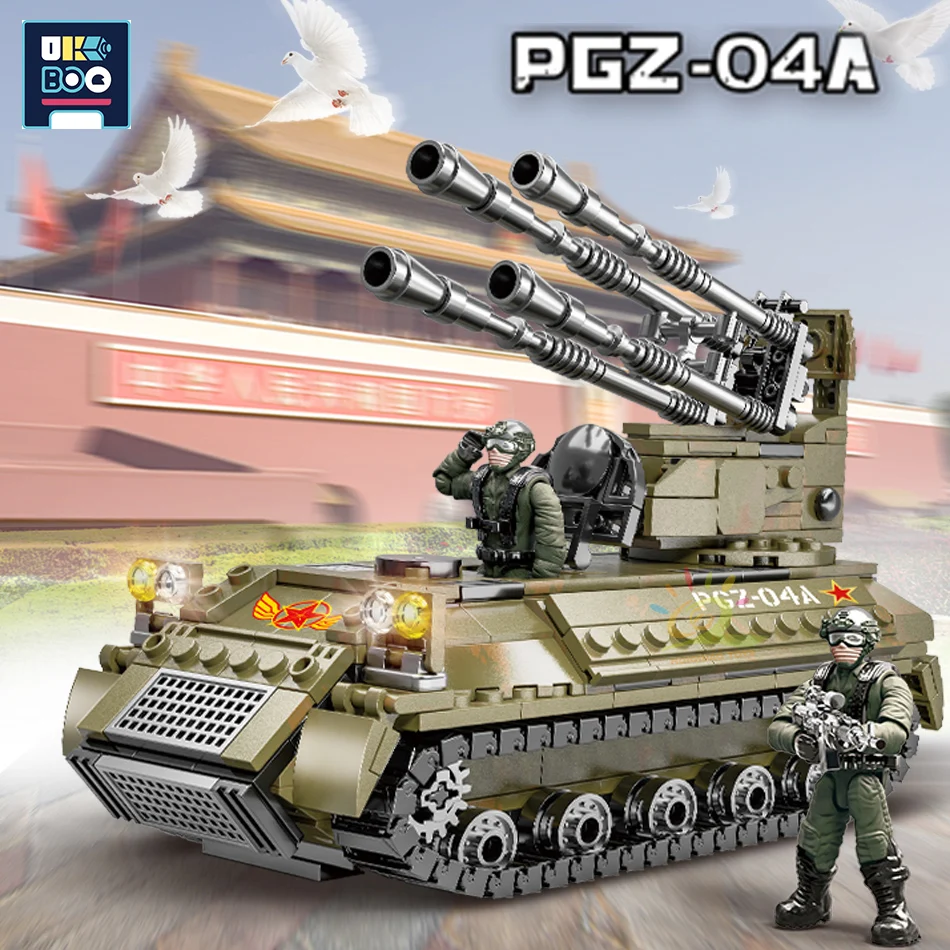

UKBOO 489 штук военный самоходная артиллерия строительные блоки WW2 гусеничный танк армии Книги об оружии Солдат Цифры Кирпичи игрушки для детей