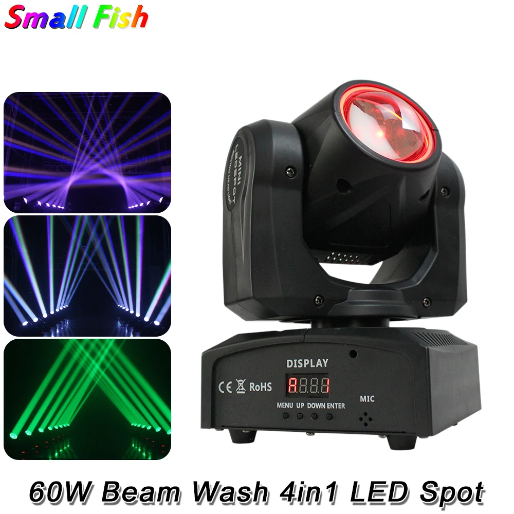 60W Beam Strobe Wash Zoom 4in1 LED Moving Head Light DMX512 Stage Professional 11CH 0sram DJ Disco LED Music Party Spot Light