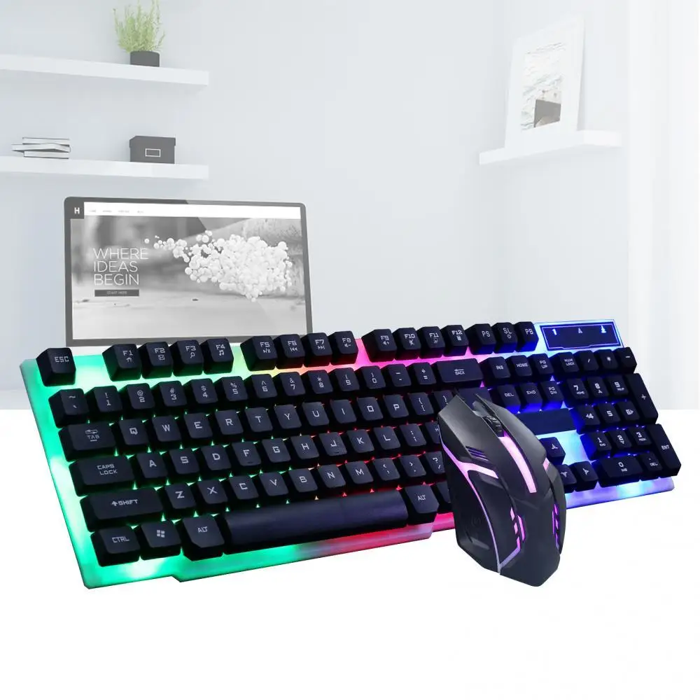

2Pcs/Set GTX300 Mechanical Keyboard Mouse Wired Colored Backlight Gaming Keyboard Plastic Gaming Keyboard Set for Computer