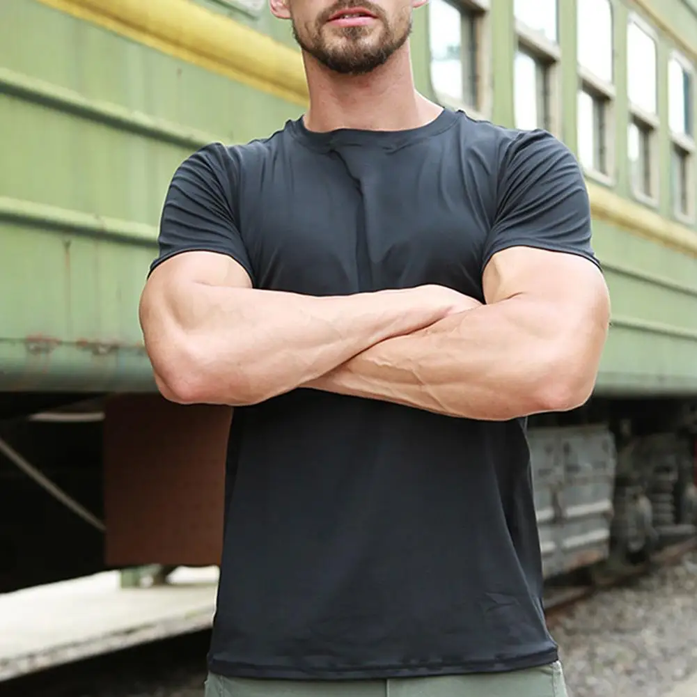 Футболка мужская быстросохнущая тактическая камуфляжная/однотонная с короткими