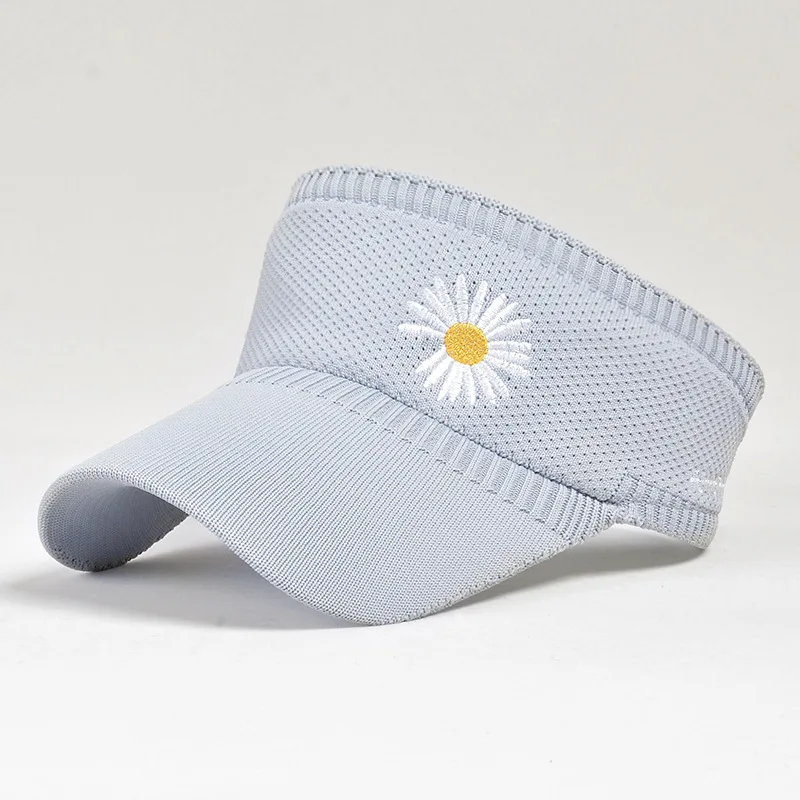 

Sun Cap Women Summer Sports Daisy Adjustable Embroidery Ponytail Hat UV Protection Hat Top Empty Tennis Cycling Sunscreen Hat